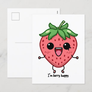 Ik ben Berry Happy schattige kawaii aardbei spring Feestdagenkaart