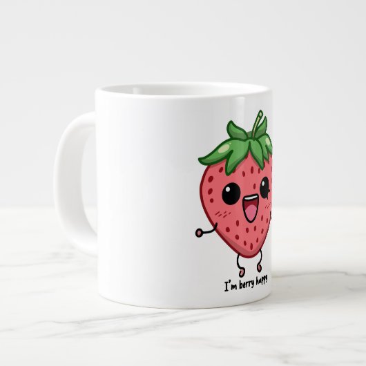 Ik ben Berry Happy schattige kawaii aardbei spring Grote Koffiekop (Links)