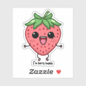 Ik ben Berry Happy schattige kawaii aardbei spring Sticker (Vel)