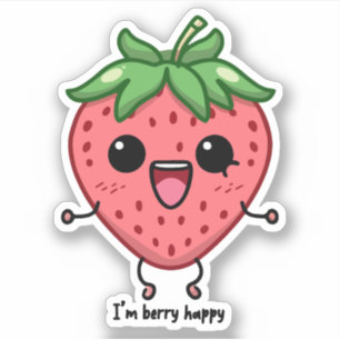 Ik ben Berry Happy schattige kawaii aardbei spring Sticker