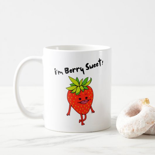 Ik ben Berry Sweet. - Funny Fruit Pun Koffiemok (Met donut)