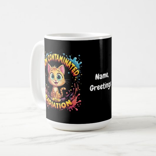 Ik ben besmet met straling Japanse kat meme Koffiemok (Voorkant links)