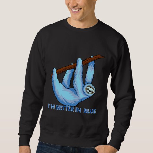 Ik ben beter in blauwe grot trui (Voorkant)