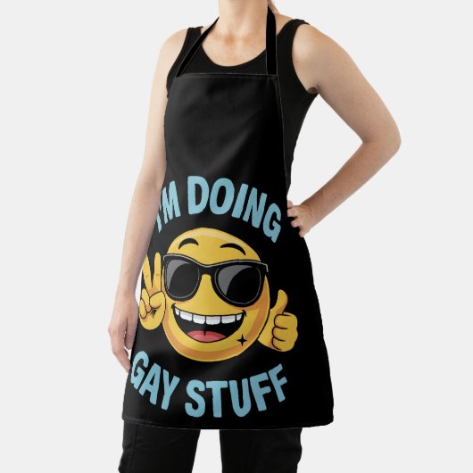 Ik ben bezig met Gay Stuff Meme Funny LGBTQ Pride Schort (Insitu)