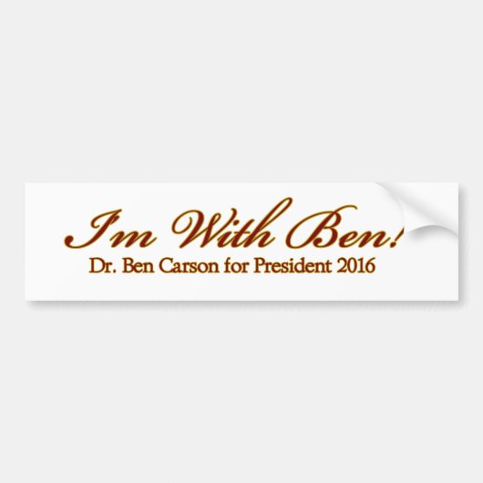 Ik ben bij Ben. Bumpersticker (Voorkant)