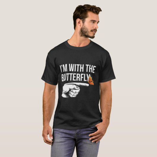 Ik ben bij Butterfly Party matching koppels Hallow T-shirt (Voorkant volledig)