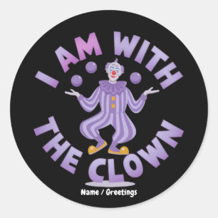 Ik Ben Bij De Clown Paarse Jongleer Grafische Ronde Sticker