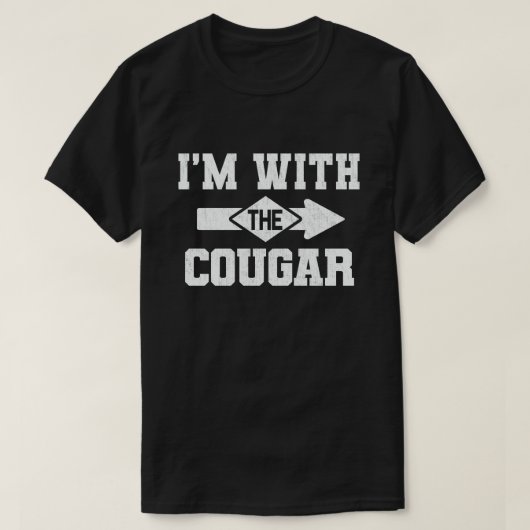 Ik ben bij de Cougar Funny Couple Halloween Costum T-shirt (Design voorkant)
