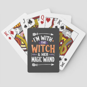 Ik ben bij de Heks en Haar Magische Wind Halloween Pokerkaarten