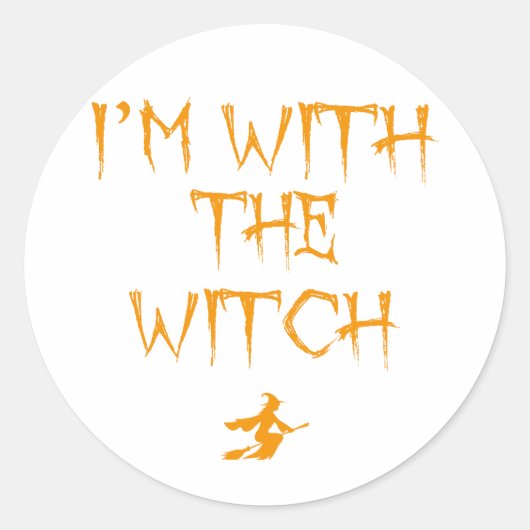 Ik ben bij de heks ronde sticker (Voorkant)