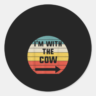 Ik ben bij de Koe Vintage Ronde Sticker
