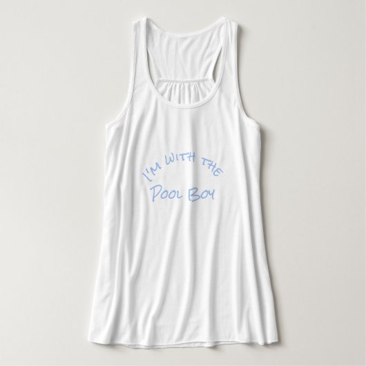 Ik ben bij de Pool Boy Fun Summer Graphic Cool Tan Tanktop (Design voorkant)