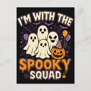 Ik ben bij de Spooky Squad, Halloween groep outfit Feestdagenkaart