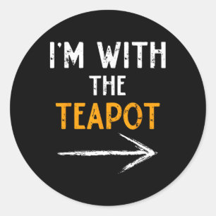 Ik ben bij de theepot kostuum Halloween paar wedst Ronde Sticker