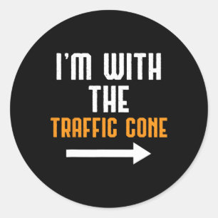 Ik ben bij de Traffic Cone Costume Fun Halloween C Ronde Sticker