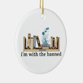 Ik ben bij de verboden boeken-grappig keramisch ornament (Rechts)