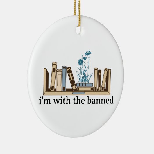 Ik ben bij de verboden boeken-grappig keramisch ornament (Rechts)