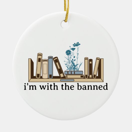 Ik ben bij de verboden boeken-grappig keramisch ornament (Voorkant)