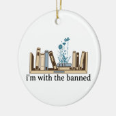 Ik ben bij de verboden boeken-grappig keramisch ornament (Links)