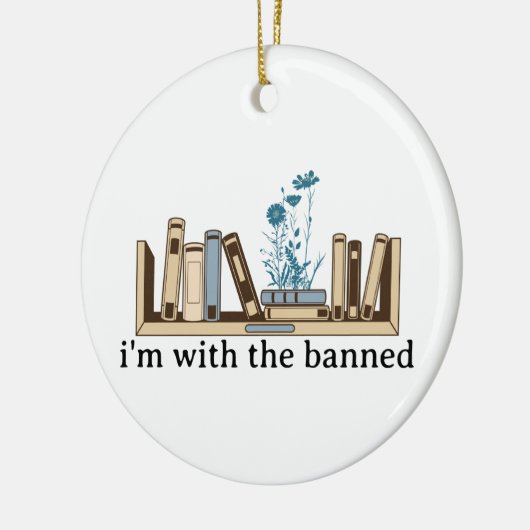 Ik ben bij de verboden boeken-grappig keramisch ornament (Links)