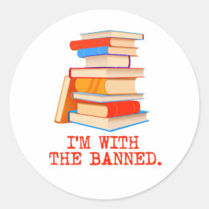 Ik ben bij de verboden boeken ronde sticker