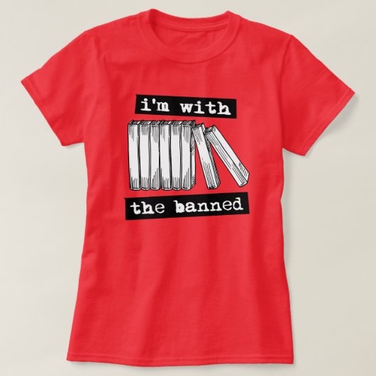 Ik ben bij de verboden boeken t-shirt (Design voorkant)