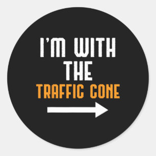 Ik ben bij de verkeerskone Costume Funny Halloween Ronde Sticker