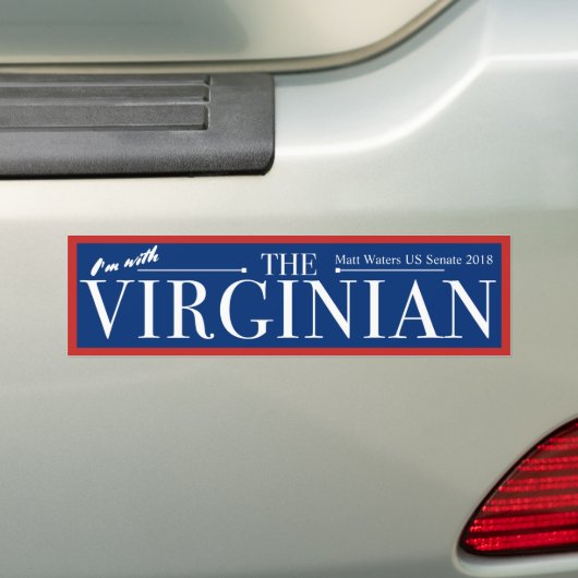 Ik ben bij de Virginiër. Bumpersticker (Op auto)