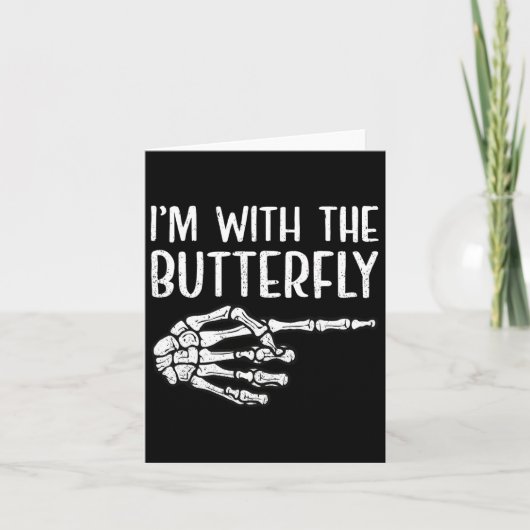 Ik ben bij de vlinder skelet hand grappige Hallowe Kaart (Voorkant)