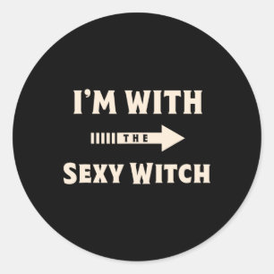 Ik ben bij de Y Witch Halloween kostuum partij wed Ronde Sticker