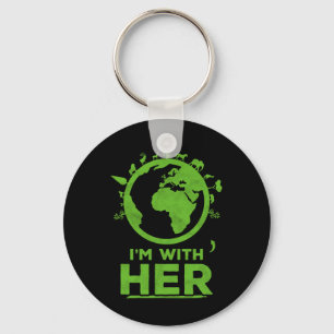Ik ben bij haar Earth Shirt Environment Awareness Sleutelhanger