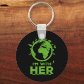 Ik ben bij haar Earth Shirt Environment Awareness Sleutelhanger (Voorkant)