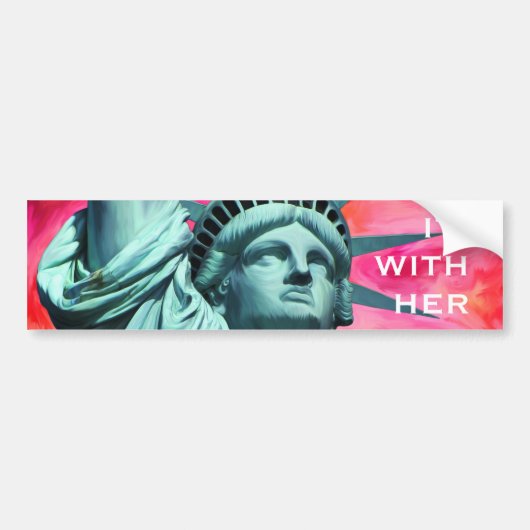 Ik ben bij haar - Lady Liberty - Vrijheidsbeeld Bumpersticker (Voorkant)