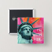 Ik ben bij haar - Lady Liberty - Vrijheidsbeeld Vierkante Button 5,1 Cm (Voorkant /achterkant)