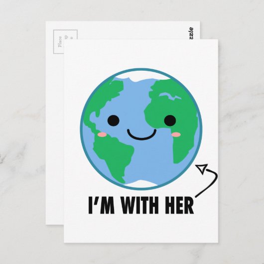 Ik ben bij haar - Planet Earth Day Briefkaart (Voorkant / Achterkant)
