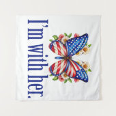 Ik ben bij haar Schattigee Kamala Harris vlinder Wandkleed (Voorkant (horizontaal))