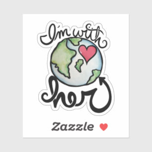 Ik ben bij HER earth day milieukunde Sticker