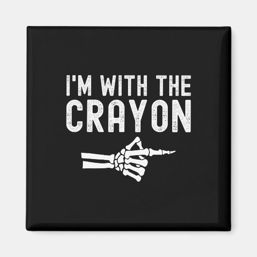 Ik ben bij het Crayon Funny Skeleton Halloween kop Magneet (Voorkant)
