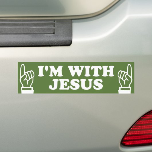 Ik ben bij Jezus Bumpersticker (Op auto)