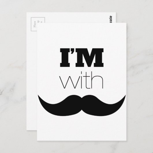 Ik ben bij Mustache Briefkaart (Voorkant / Achterkant)