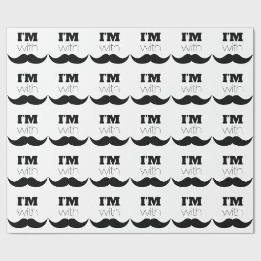Ik ben bij Mustache Cadeaupapier (Vlak)