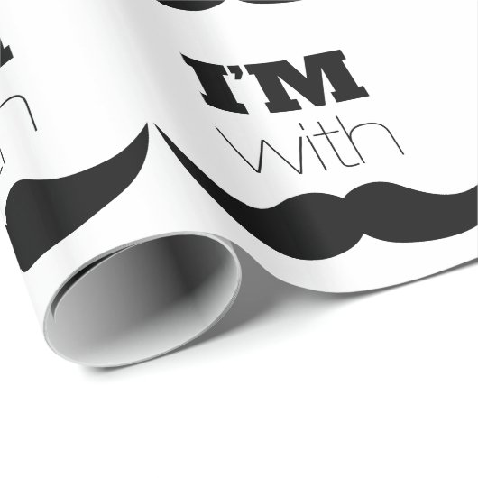 Ik ben bij Mustache Cadeaupapier (Rol Hoek)