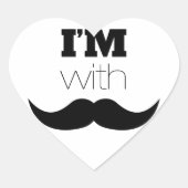 Ik ben bij Mustache Hart Sticker (Voorkant)