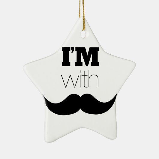 Ik ben bij Mustache Keramisch Ornament (Rechts)