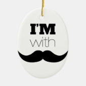 Ik ben bij Mustache Keramisch Ornament (Voorkant)