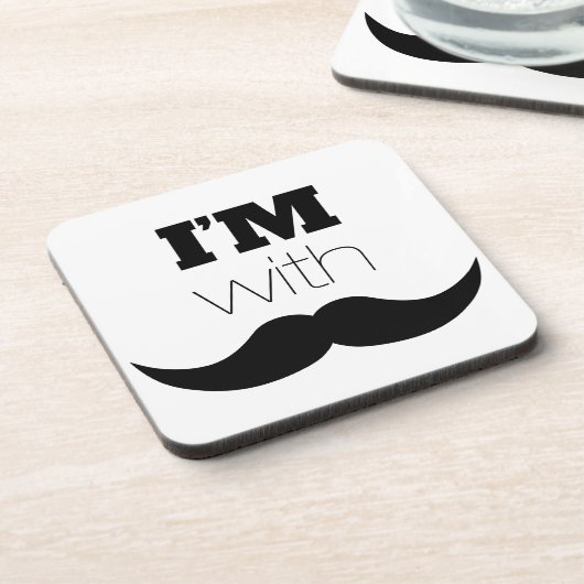 Ik ben bij Mustache Onderzetter (Linkerzijde)