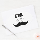 Ik ben bij Mustache Ovale Sticker (Envelop)