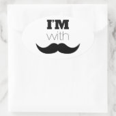 Ik ben bij Mustache Ovale Sticker (Tas)