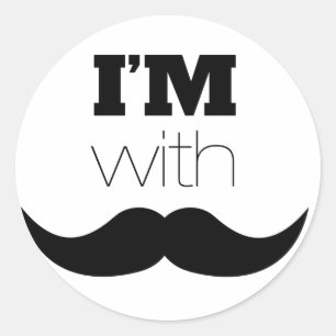Ik ben bij Mustache Ronde Sticker