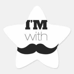 Ik ben bij Mustache Ster Sticker